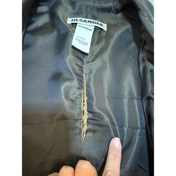 Vintage Jill Sander Leather Blazer‎ – Y2K Minimalist Tailored Jacket, Size Small - Picture 5 of 9